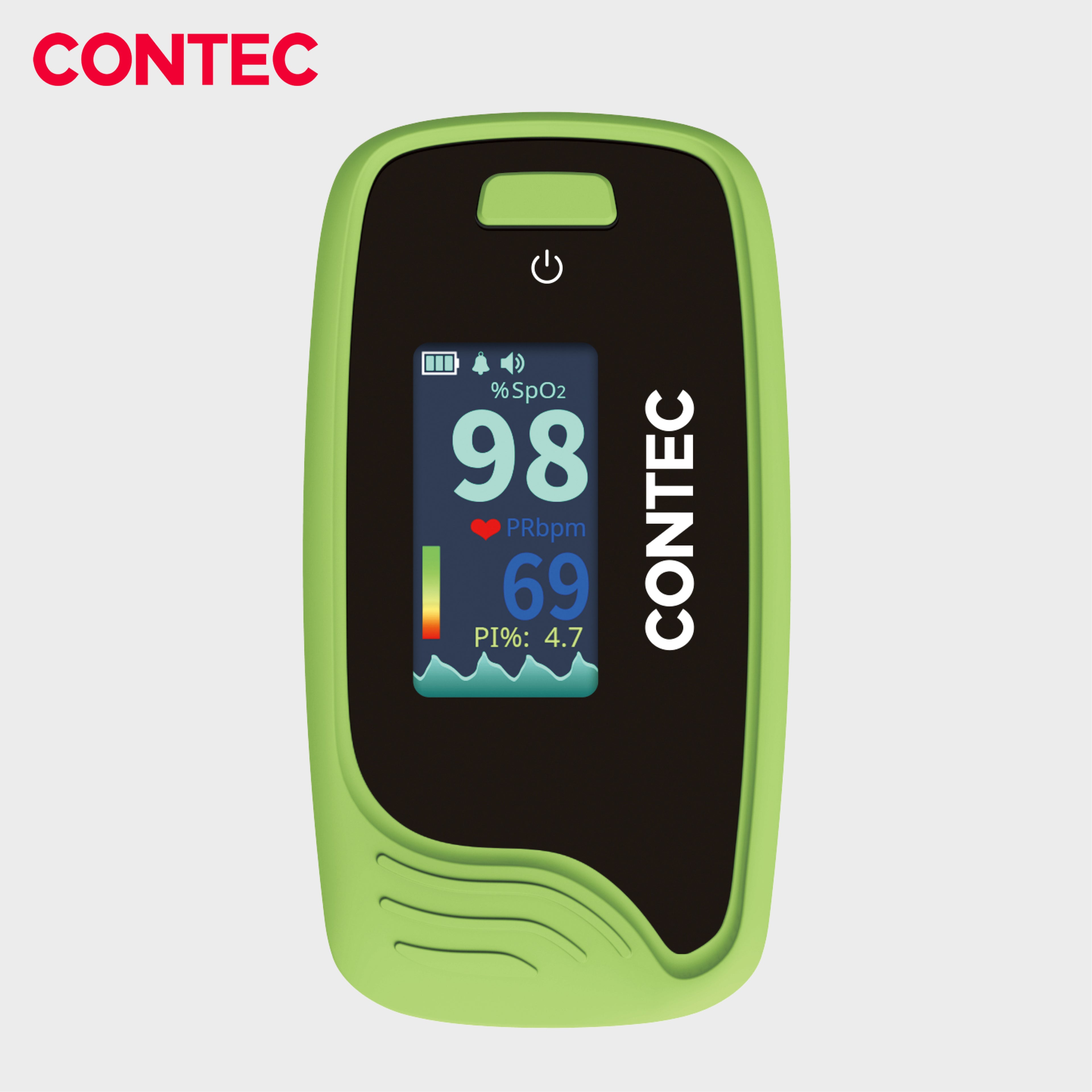 CMS50-Pro Fingertip Pulse Oximeter – SpO₂, Pulse Rate & PI Monitor with Waveform Display.