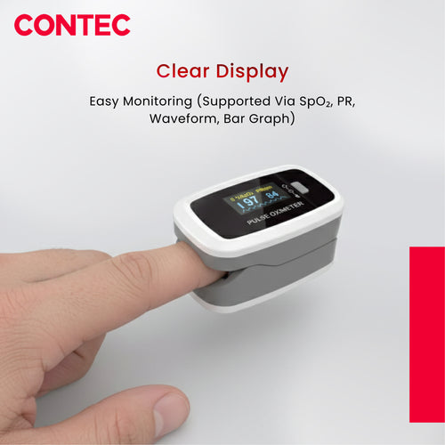 CMS50D1 Fingertip Pulse Oximeter – SpO₂ & Pulse Rate Monitor with Pulse Waveform Display.