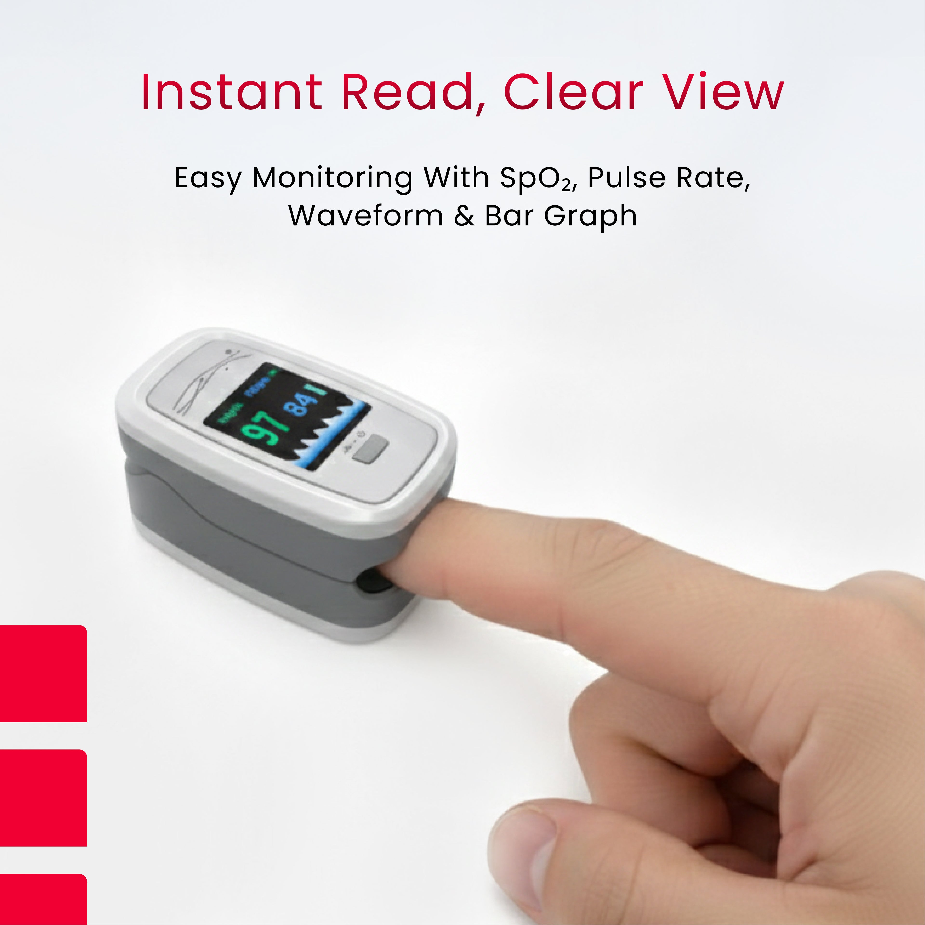 CMS50D1-Pro Fingertip Pulse Oximeter – SpO₂, Pulse Rate & PI Monitor with Waveform Display.