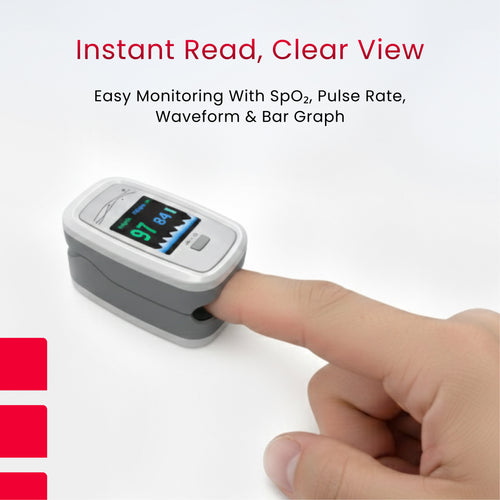 CMS50D1-Pro Fingertip Pulse Oximeter – SpO₂, Pulse Rate & PI Monitor with Waveform Display.