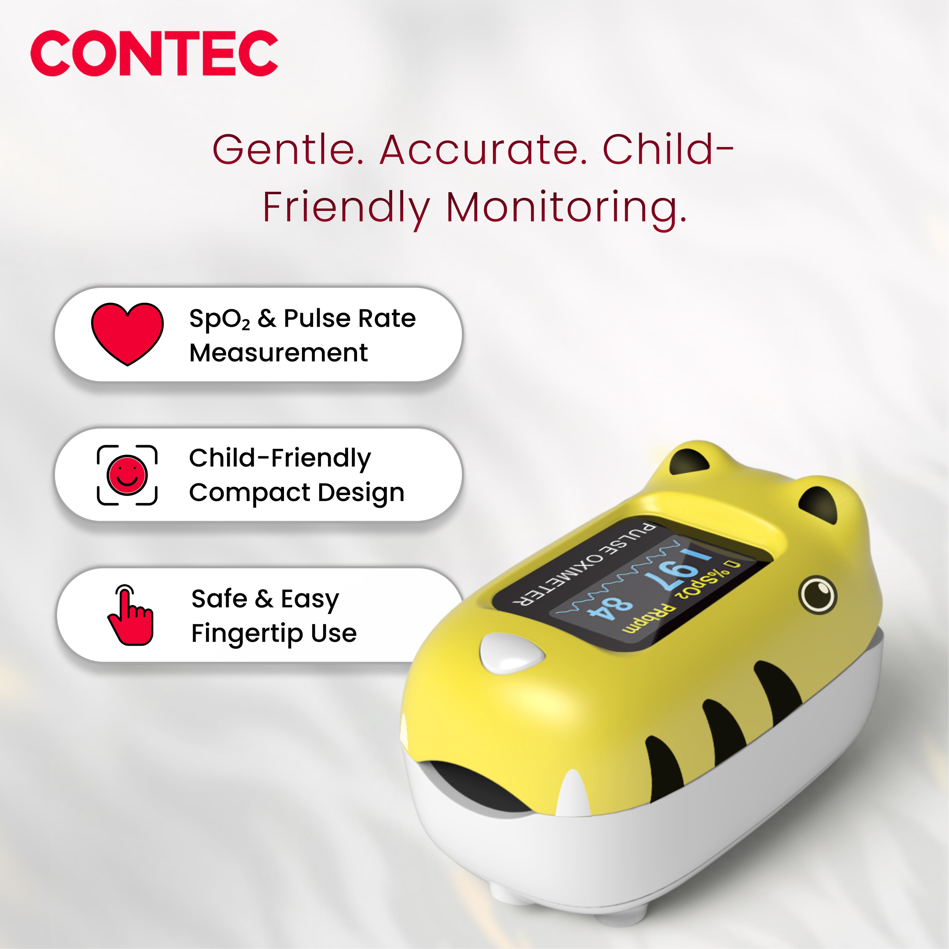 CMS50Q1 Pediatric Pulse Oximeter – Fingertip Oxygen & Heart Rate Monitor.