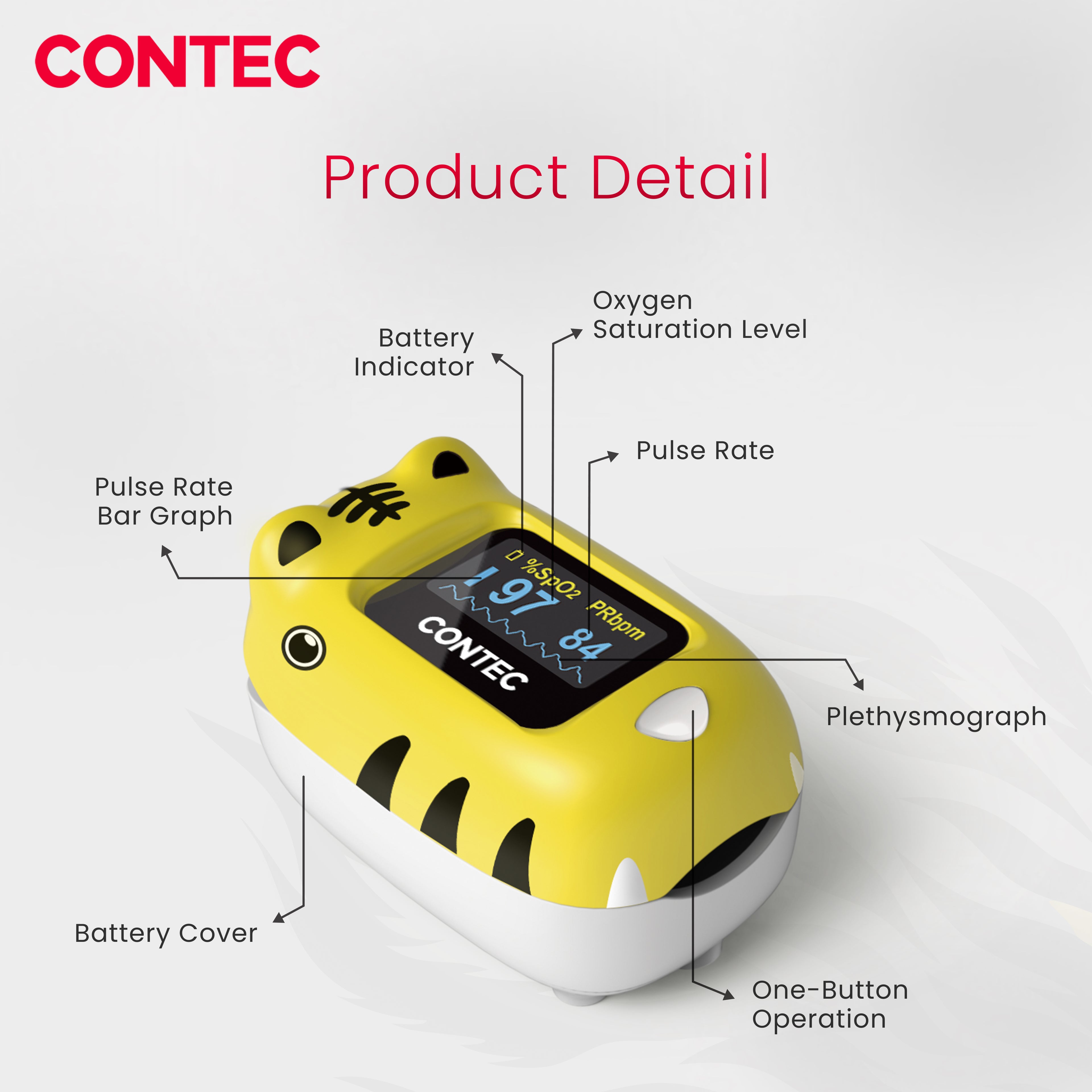 CMS50Q1 Pediatric Pulse Oximeter – Fingertip Oxygen & Heart Rate Monitor.