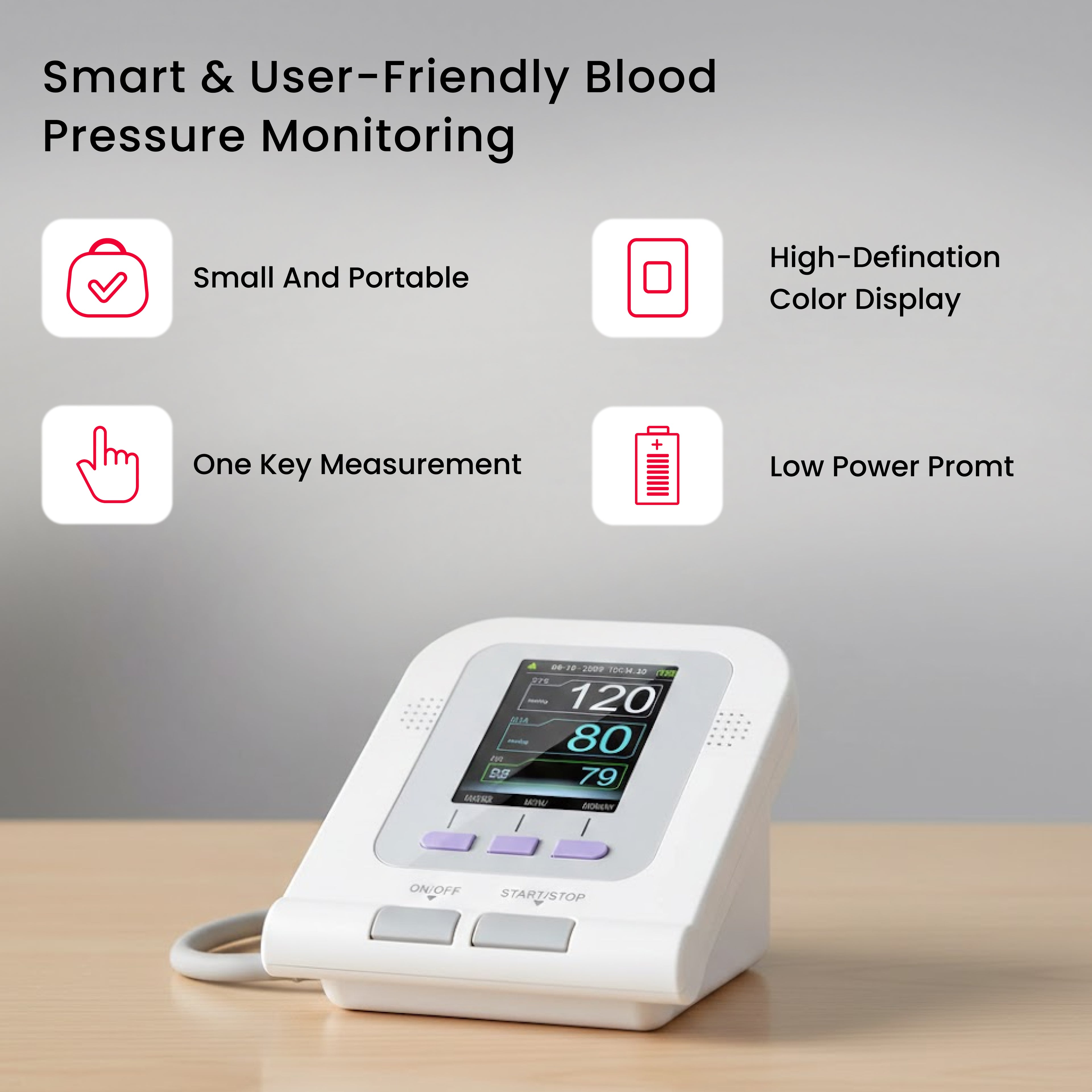 CONTEC08A Fully Automatic Digital Upper Arm Blood Pressure Monitor.