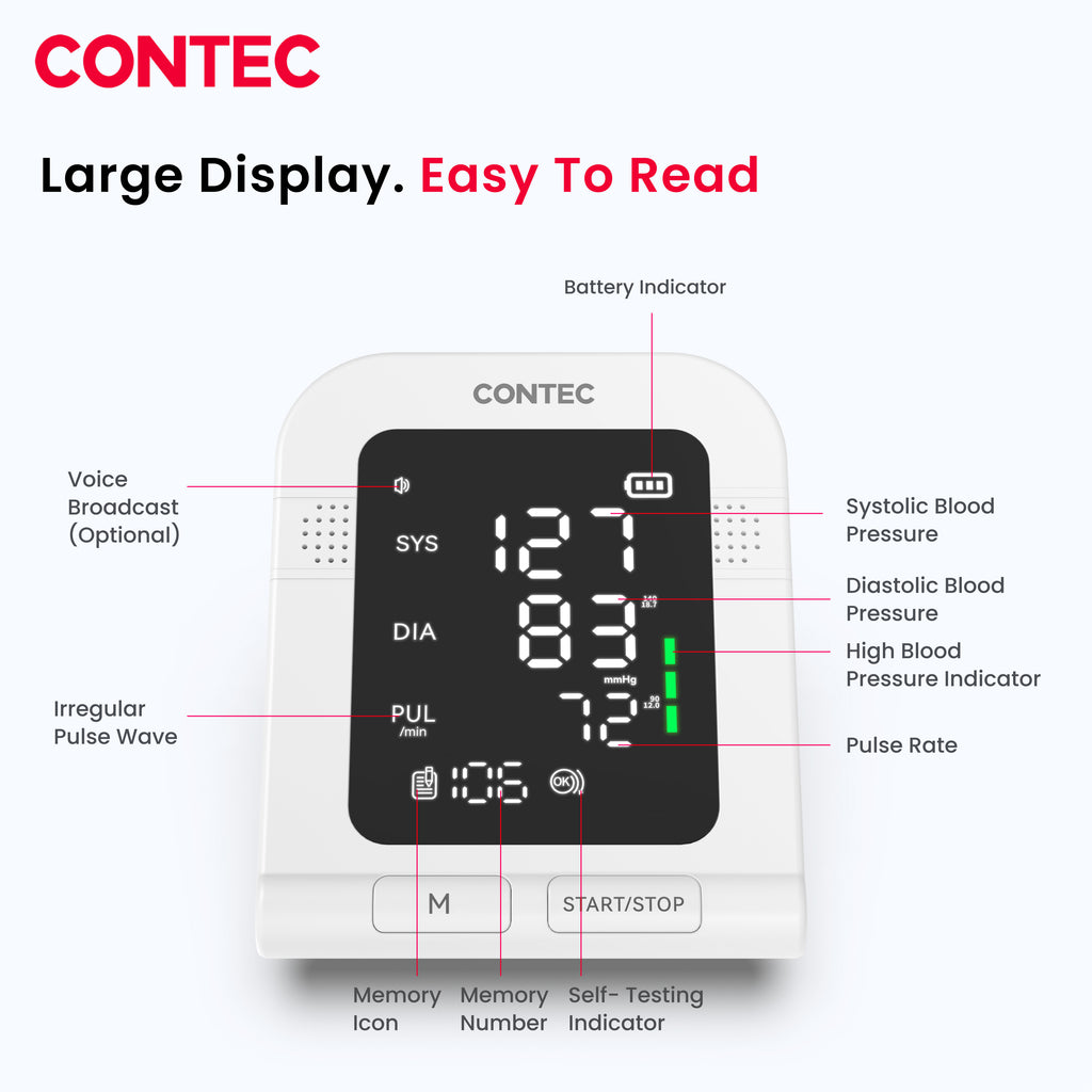 Electronic Sphygmomanometer – One-Touch Digital BP & Pulse Monitor -CONTEC08C