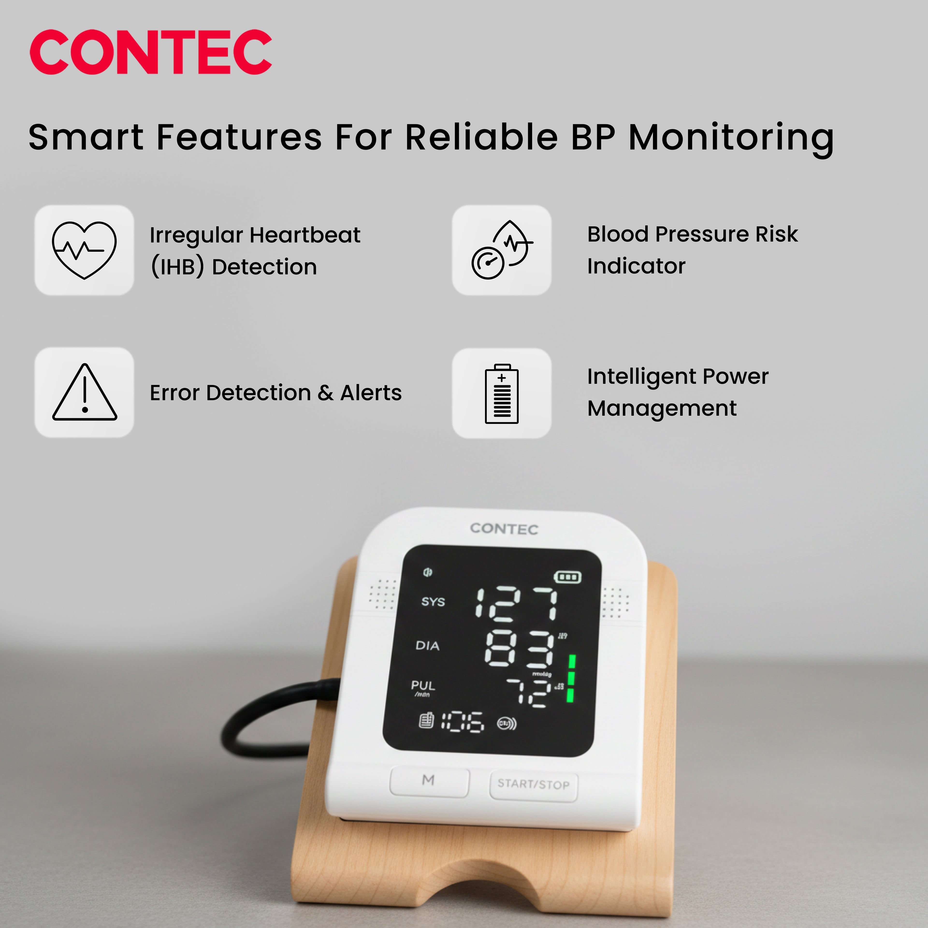 Electronic Sphygmomanometer – One-Touch Digital BP & Pulse Monitor -CONTEC08C