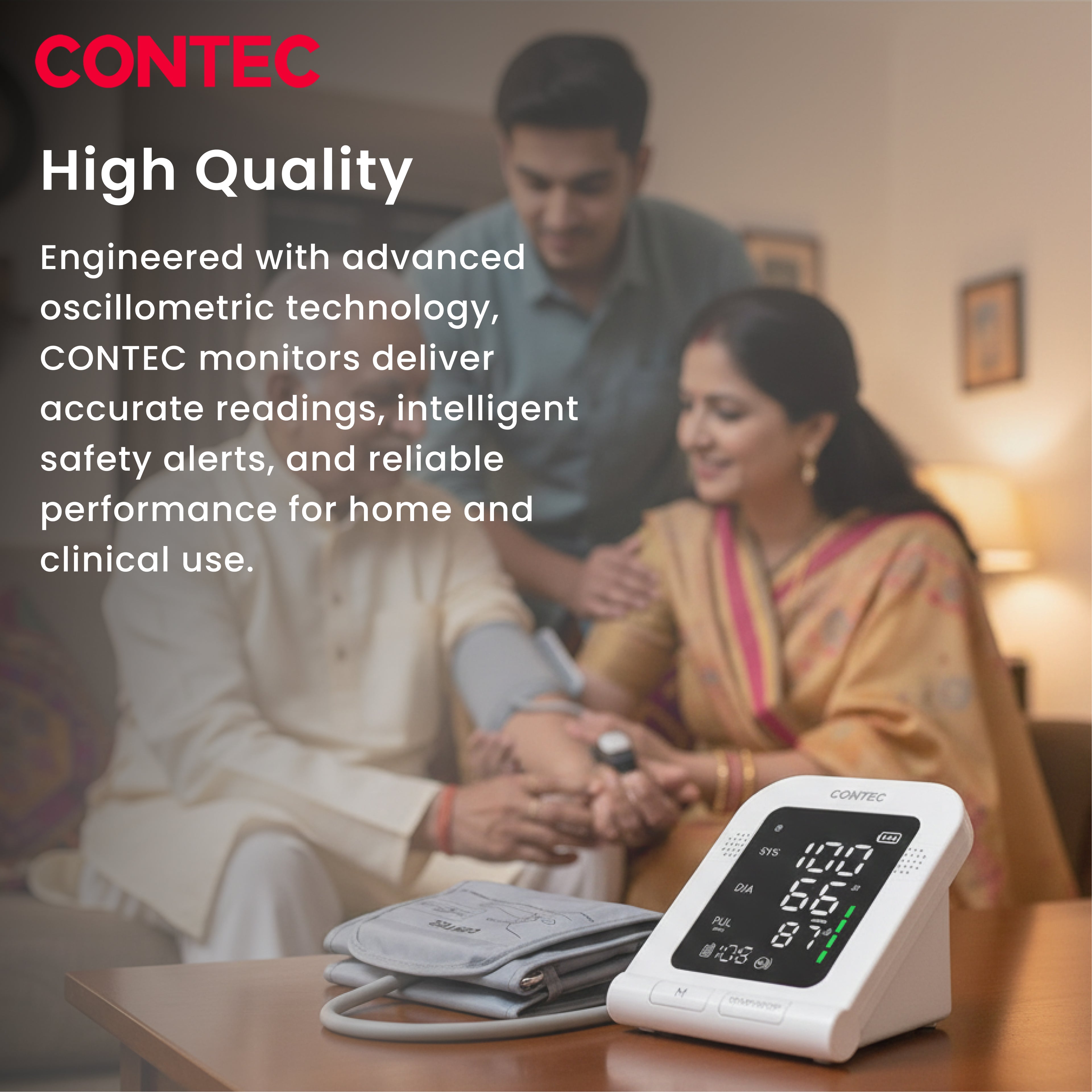 Electronic Sphygmomanometer – One-Touch Digital BP & Pulse Monitor -CONTEC08C