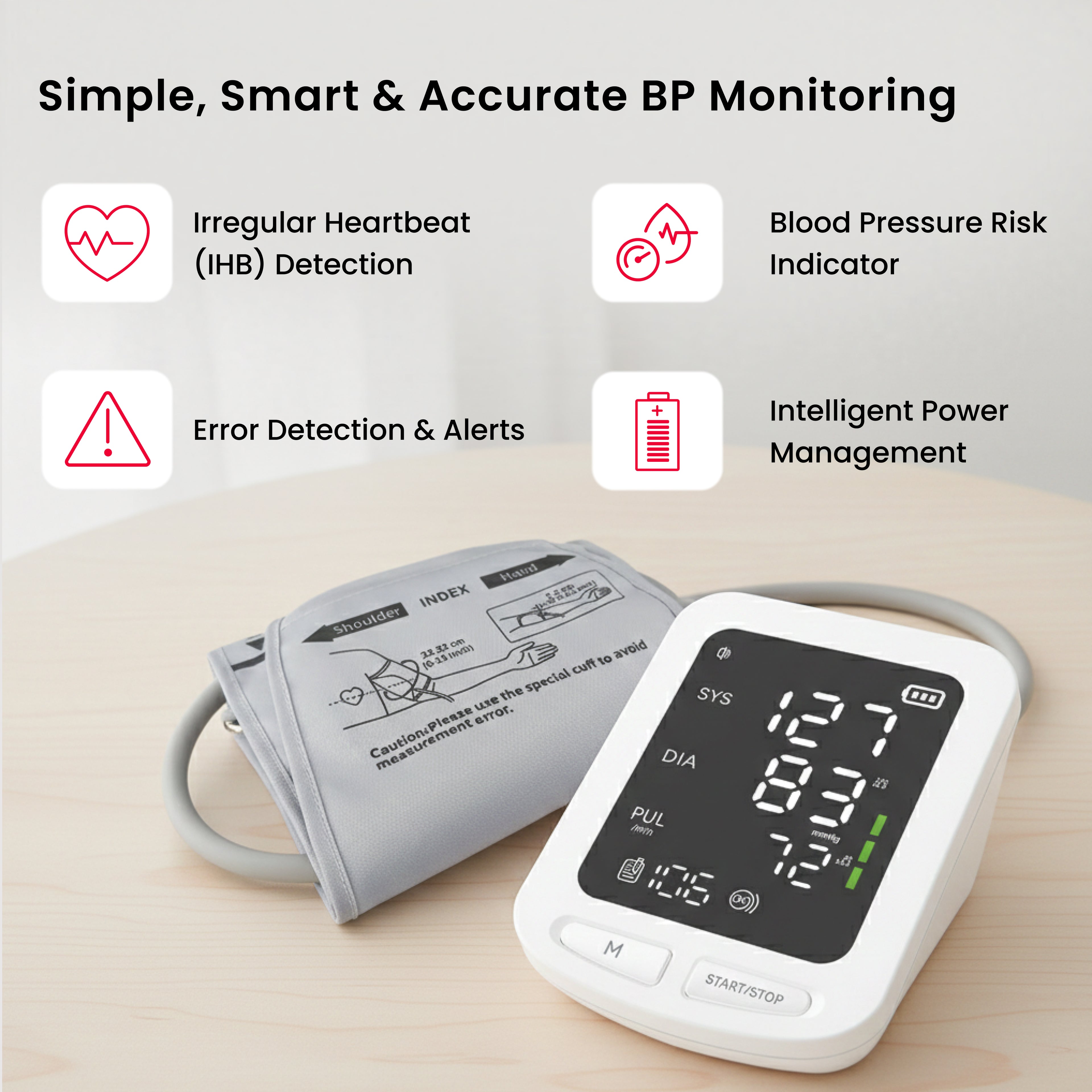 Electronic Sphygmomanometer (LED)– One-Touch Digital BP & Pulse Monitor -CONTEC08E
