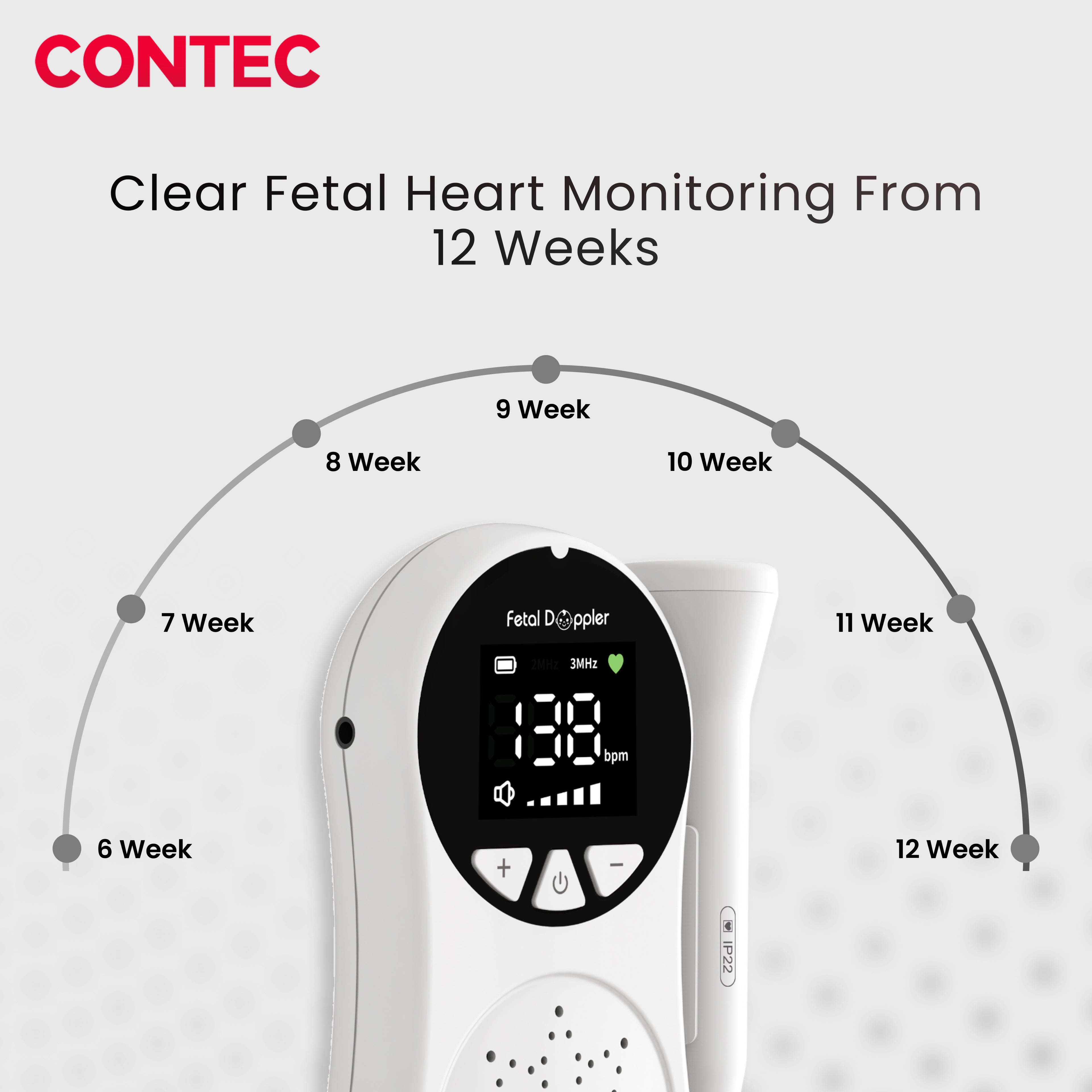 CONTEC10A Pocket Fetal Doppler – Portable Fetal Heart Rate Monitor.