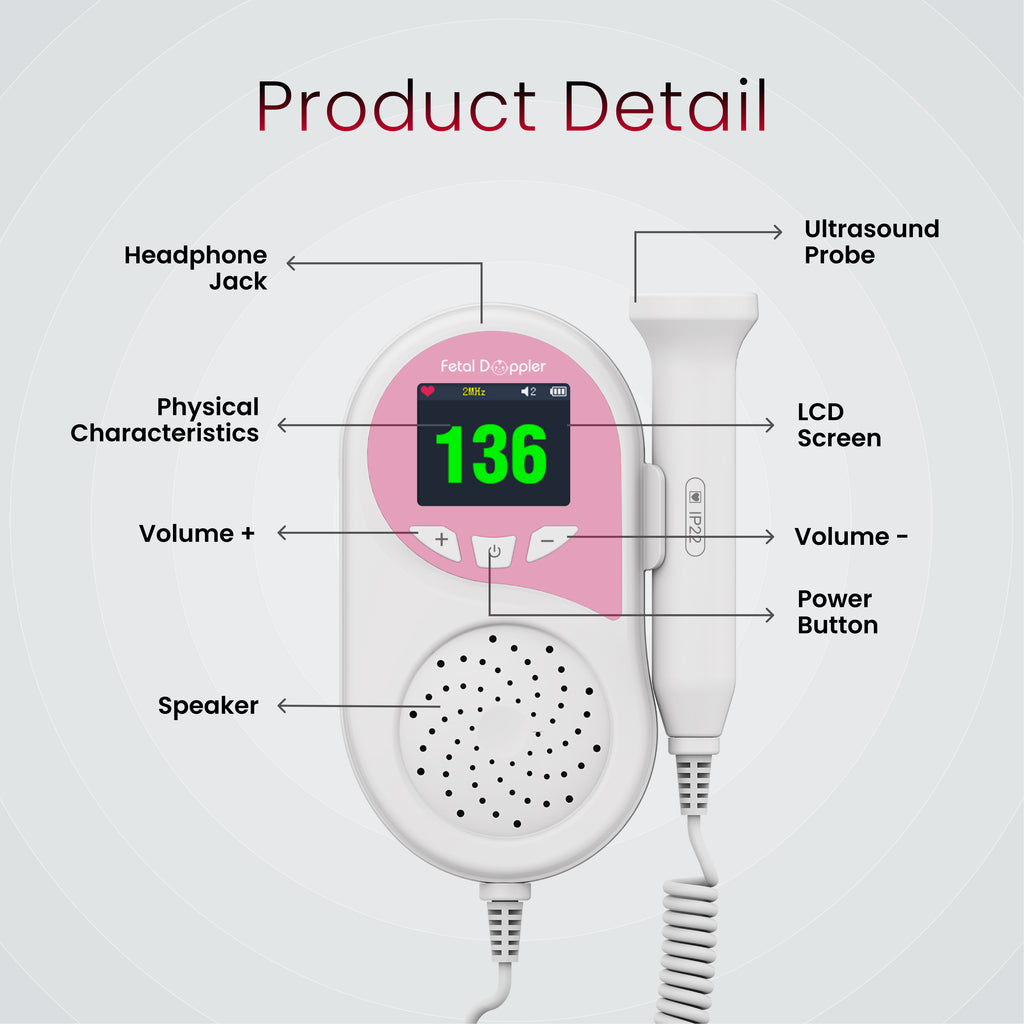 CONTEC10B Pocket Fetal Doppler – Portable Fetal Heart Rate Monitor.