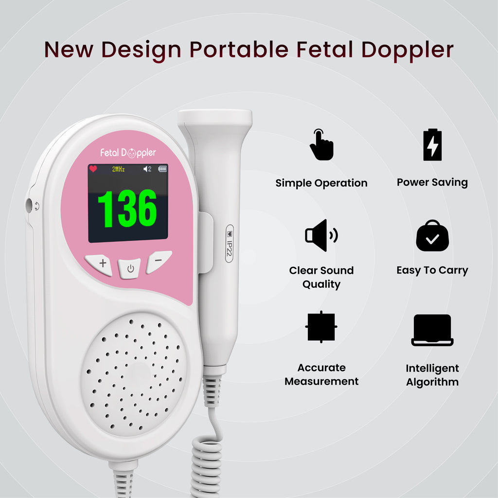 CONTEC10B Pocket Fetal Doppler – Portable Fetal Heart Rate Monitor.