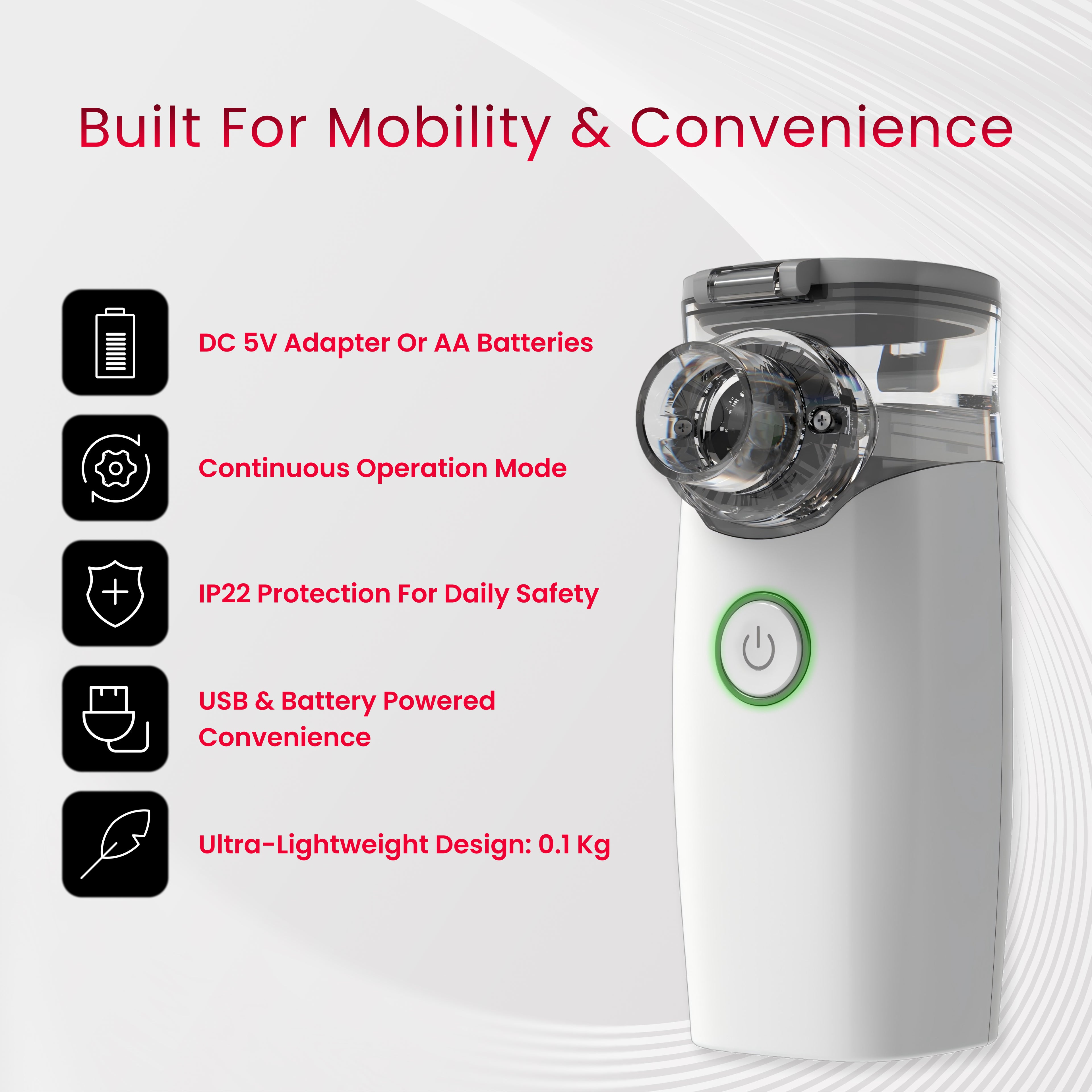 NE-M01 Mesh Nebulizer – Portable Ultrasonic Inhalation therapy device.